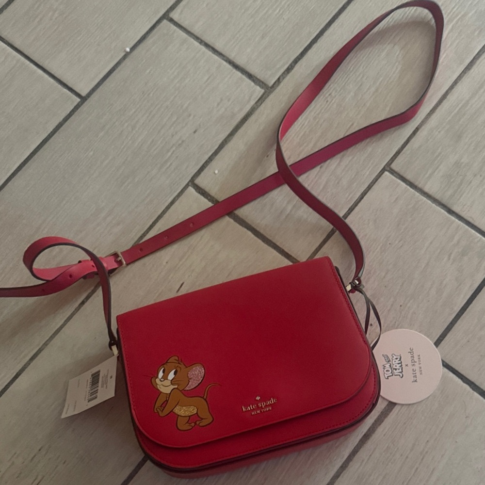 Kate Spade Red Crossbody Bag with Cartoon Accent